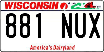 WI license plate 881NUX