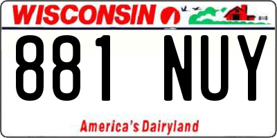 WI license plate 881NUY