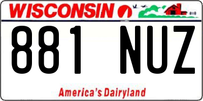 WI license plate 881NUZ