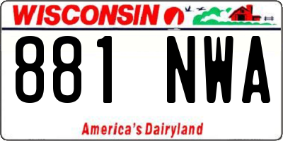 WI license plate 881NWA