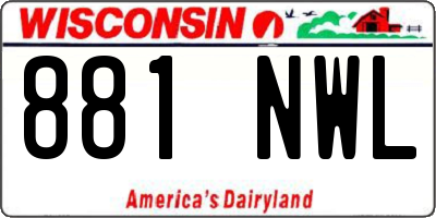 WI license plate 881NWL