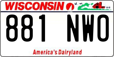 WI license plate 881NWO