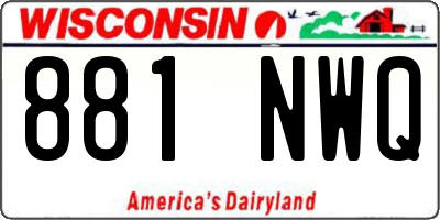 WI license plate 881NWQ