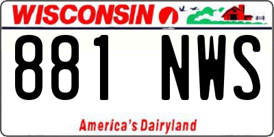 WI license plate 881NWS