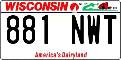 WI license plate 881NWT