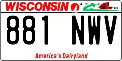WI license plate 881NWV