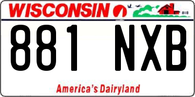 WI license plate 881NXB