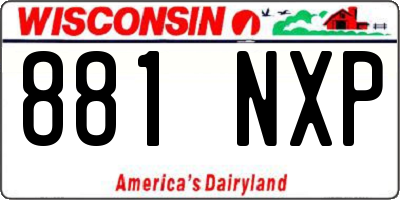 WI license plate 881NXP