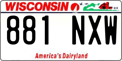 WI license plate 881NXW