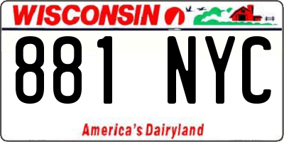 WI license plate 881NYC
