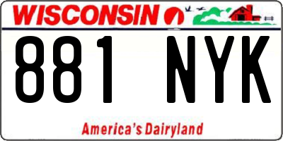 WI license plate 881NYK