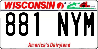 WI license plate 881NYM