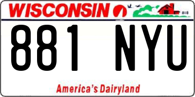 WI license plate 881NYU