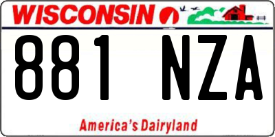 WI license plate 881NZA