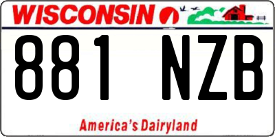 WI license plate 881NZB
