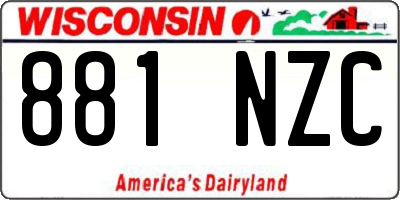 WI license plate 881NZC