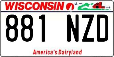 WI license plate 881NZD