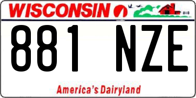WI license plate 881NZE