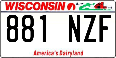 WI license plate 881NZF