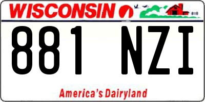 WI license plate 881NZI