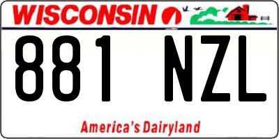 WI license plate 881NZL