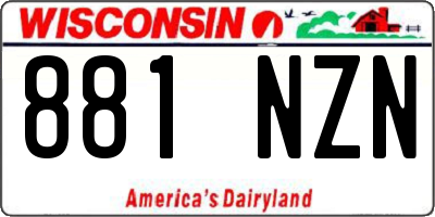 WI license plate 881NZN