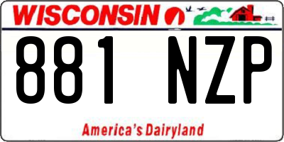 WI license plate 881NZP