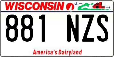 WI license plate 881NZS