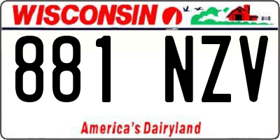 WI license plate 881NZV