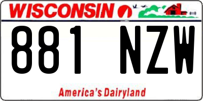 WI license plate 881NZW