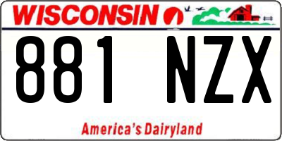 WI license plate 881NZX
