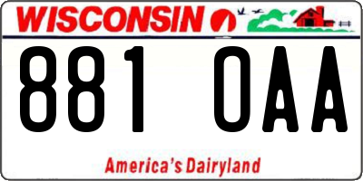 WI license plate 881OAA