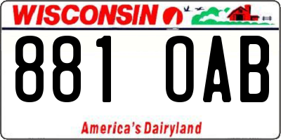 WI license plate 881OAB