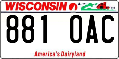 WI license plate 881OAC