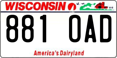 WI license plate 881OAD