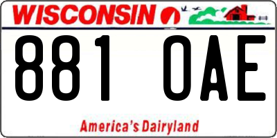 WI license plate 881OAE