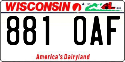 WI license plate 881OAF