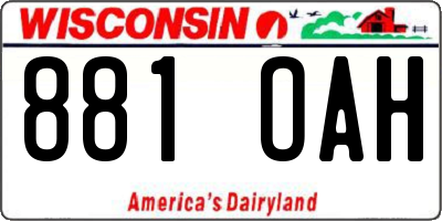 WI license plate 881OAH