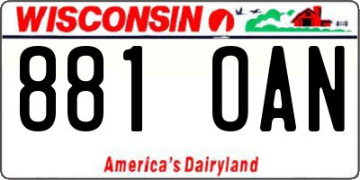 WI license plate 881OAN