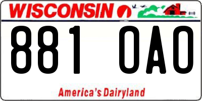 WI license plate 881OAO