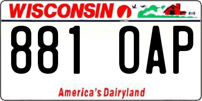 WI license plate 881OAP