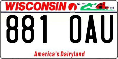 WI license plate 881OAU