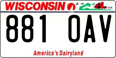 WI license plate 881OAV