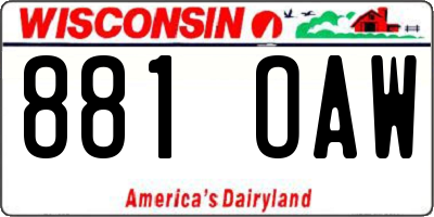 WI license plate 881OAW