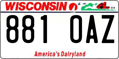 WI license plate 881OAZ