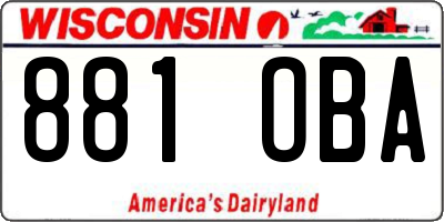 WI license plate 881OBA