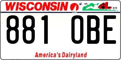 WI license plate 881OBE