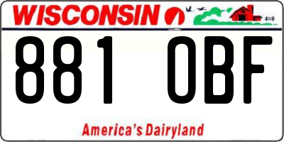 WI license plate 881OBF
