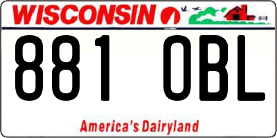 WI license plate 881OBL