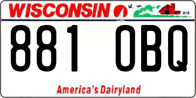 WI license plate 881OBQ
